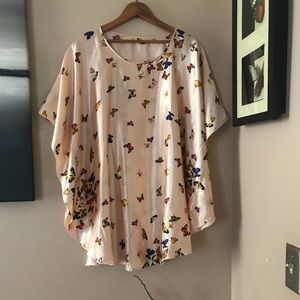 Butterfly oversized silk tunic shirt
